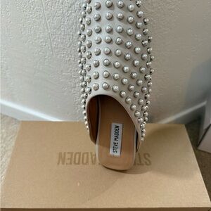 Steve Madden White Studded Mules